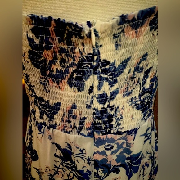 Aqua lady sundress, long hidden zipper large wrinkle free ties at shoulders - Picture 10 of 15